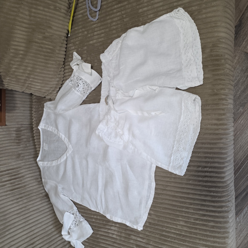 White Women Shirt and Shorts Set